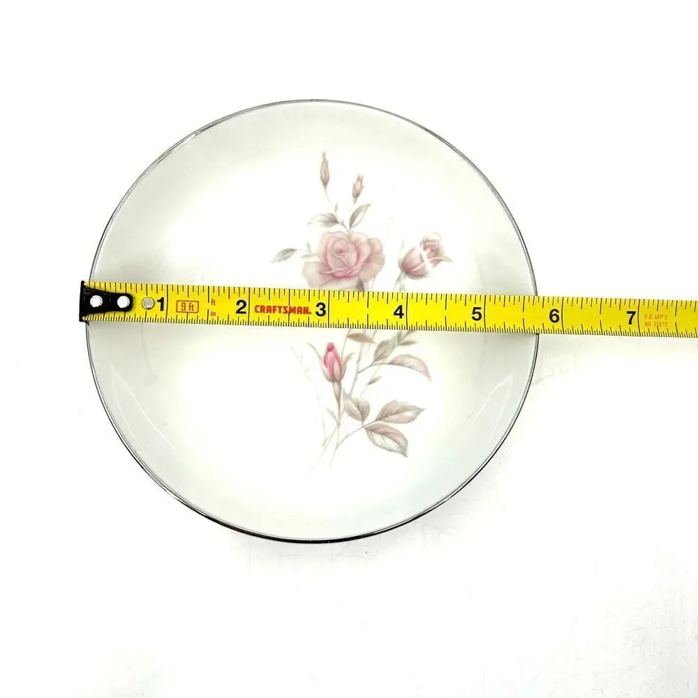 FINE CHINA JAPAN Set of 4 Vintage Laura Fruit Dessert Bowl Floral Platinum Trim